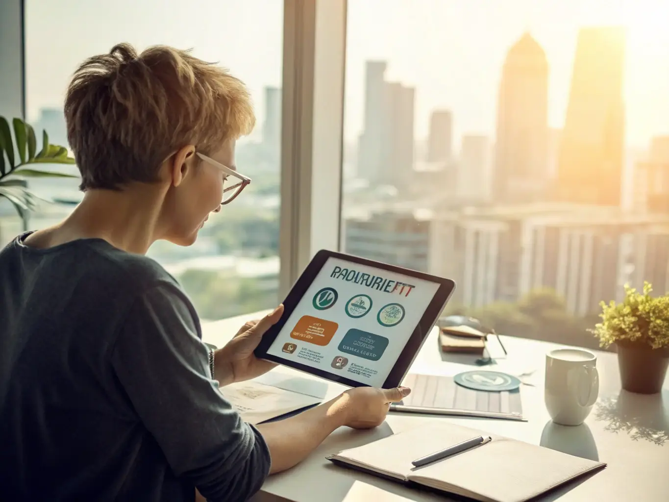 A person reviewing investment options on a tablet, with charts and graphs displayed, representing informed investment decisions.